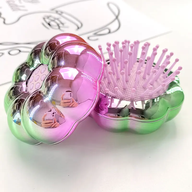 ODM Scaleable folding flower electroplating portable massage hairbrush Manufacturer, Manufacturers