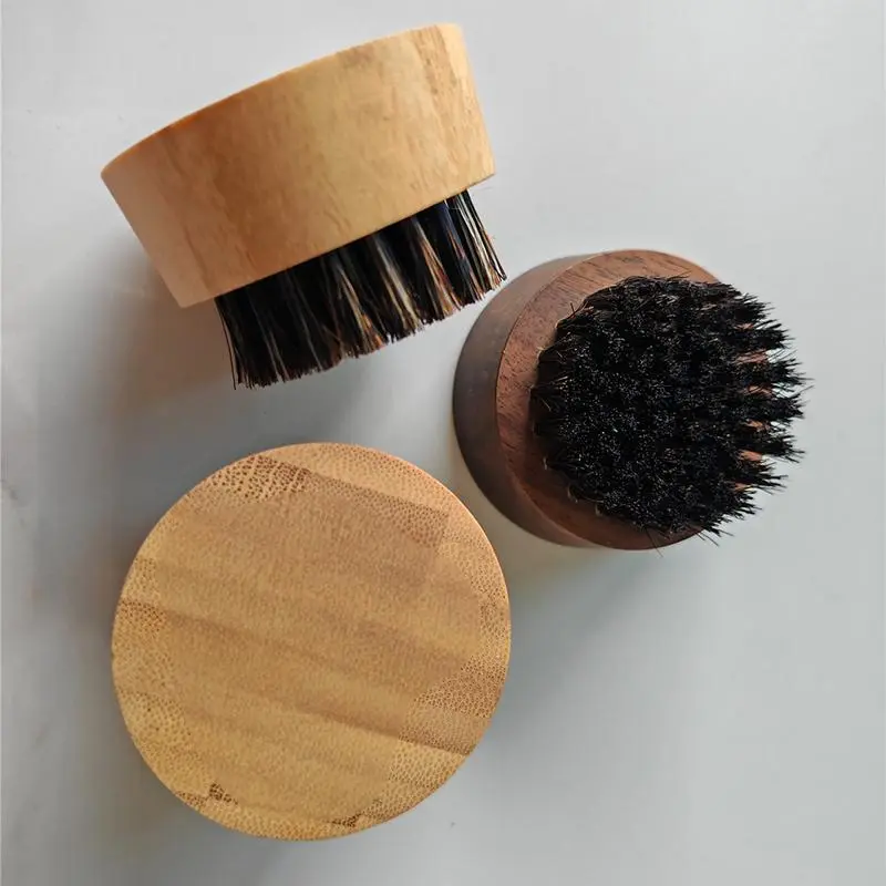 OEM Small Round Beard Brush with Boar Bristles Black Walnut Wood Manufacturer, Supplier