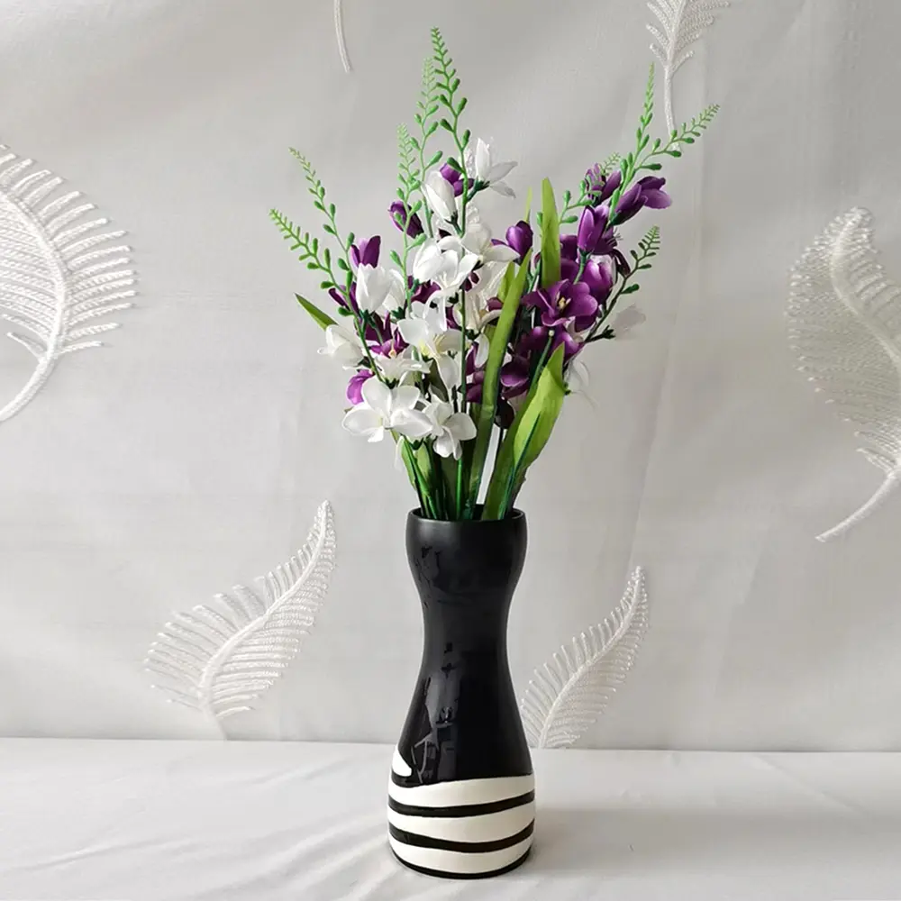 Buy Modern Art Black White Striped Waist-Shaped Ceramic Vase Set Exporter, Companies