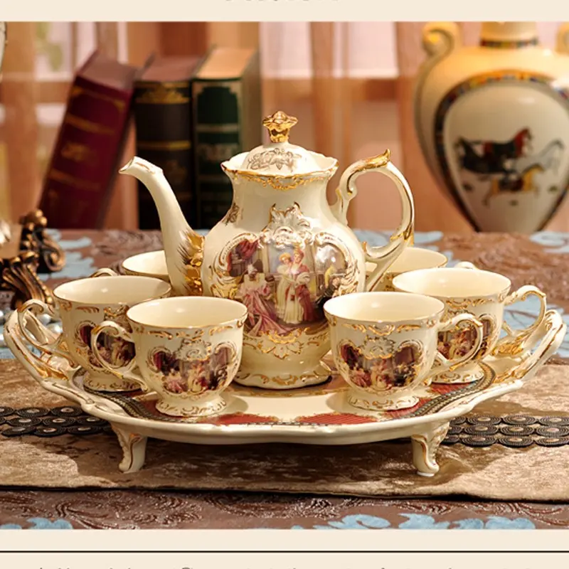 Discount European Floral Ceramic Tea Set with Tray Factory, Company