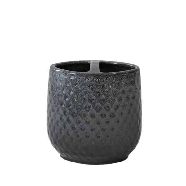 jiashun Matte Black Hammered - Texture Ceramic Bathroom 5 - Piece Set Exporter, Product