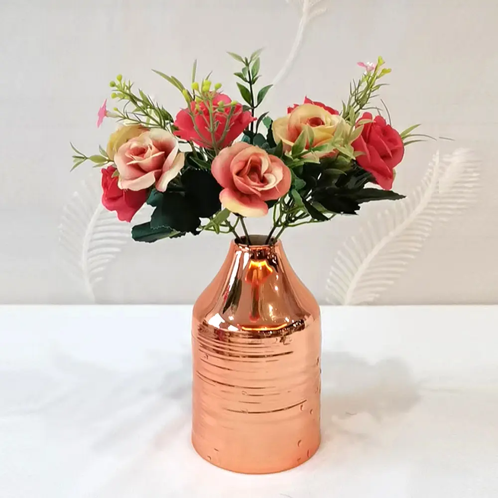 ODM Luxury Warm Orange Titanium-Plated Ceramic Vase Set Manufacturers, Product