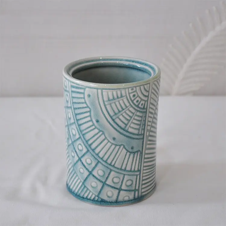 jiashun Bohemian Geometric - Textured Turquoise Ceramic 6 - Piece Bathroom Set | Artisanal Design JS21306 Exporters, Product