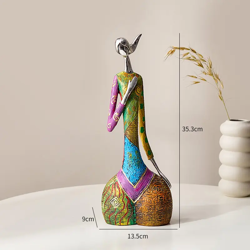 Artistic Abstract Painted Resin Figure Sculpture 1