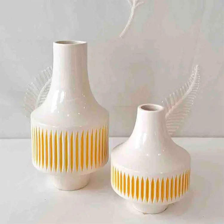 Cheap Nordic Modern Geometric - Striped Stoneware Vase Set Manufacturers, Supplier