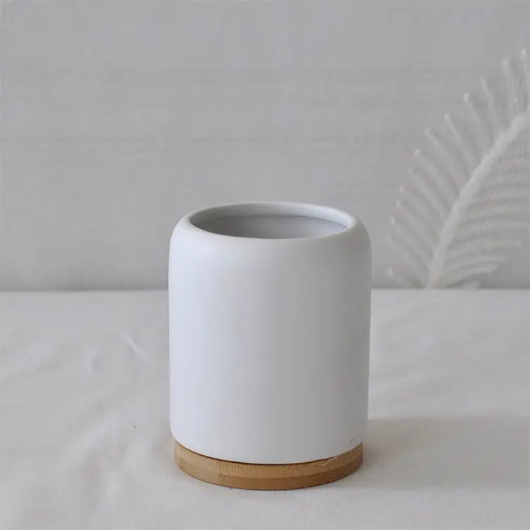 Buy Nordic Minimalist Ceramic & Bamboo Bathroom Accessory Set Manufacturers, Factories