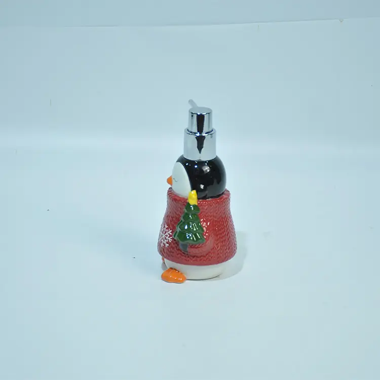 jiashun Christmas Penguin in Red Sweater Holding Tree Dolomite Lotion Dispenser Companies, Products