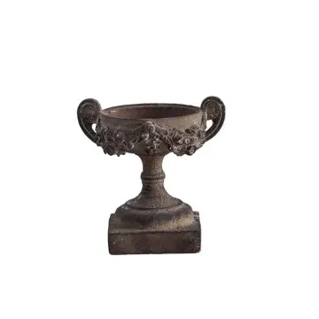 Vintage Carved Ribbed Magnesium Oxide Planter Distressed Home Decor Flower Pot