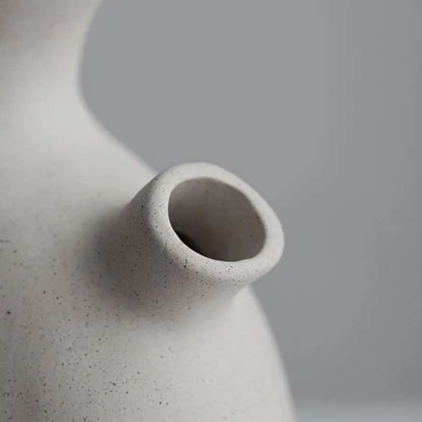 Discount Milky White Speckled Glaze Single-Handled Jug-Shaped Ceramic Vase Factory, Factories