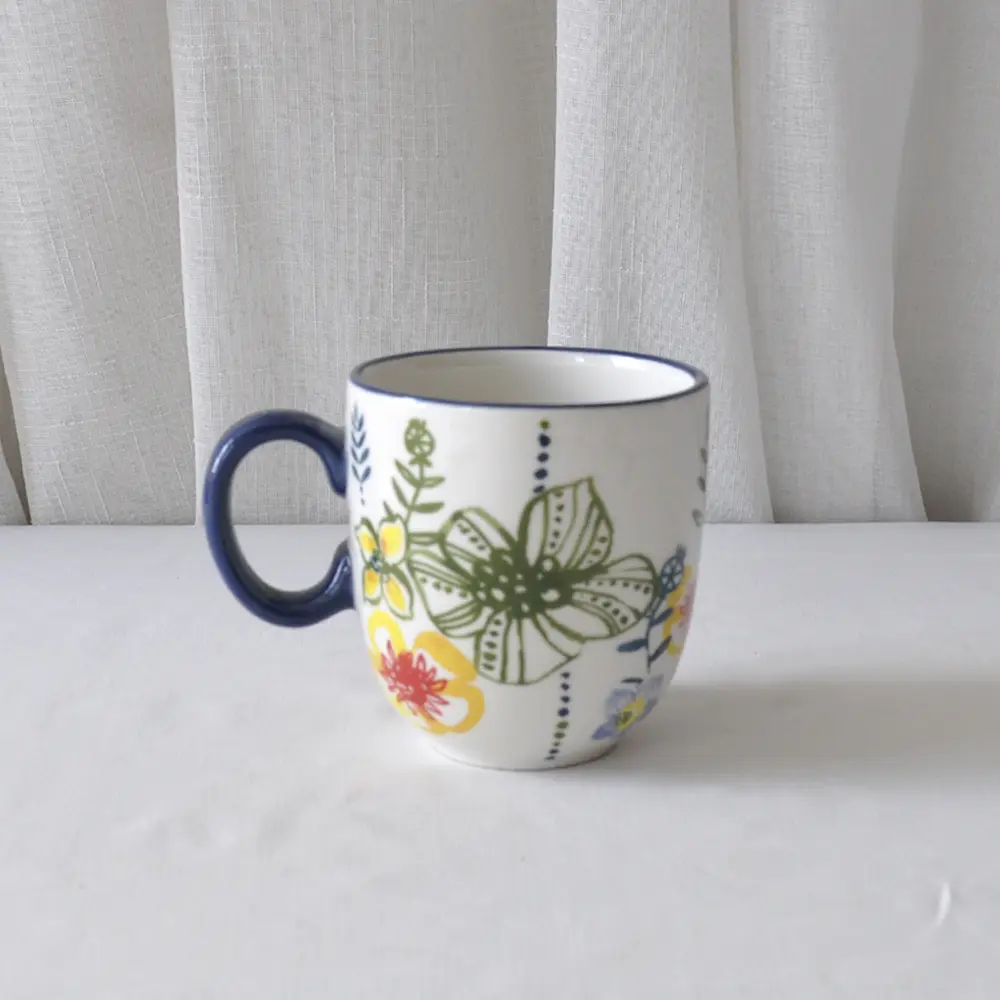 Colorful Floral Ceramic Mug View 1