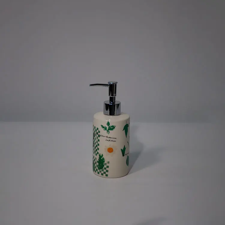 Discount Printing 4pcs Custom Lovely Ceramic Wash Hands Bottle Ceramic Bathroom Accessories Set Companies, Product