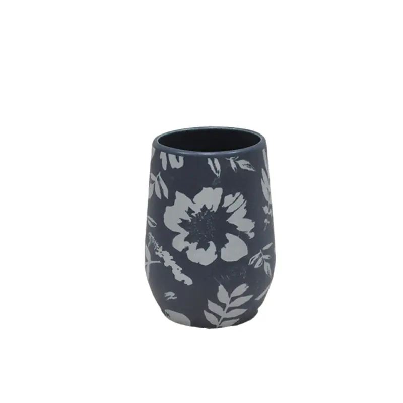Discount Smoky Gray & White Floral Stoneware Bathroom 5 - Piece Set Factory, Product