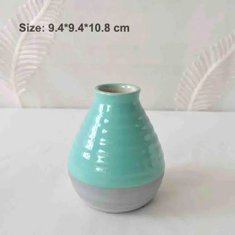 Macaron Color Two-Tone Striped Ceramic Vase