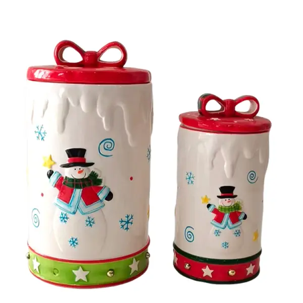China Christmas Snowman Bow - Topped Dolomite Storage Jar Set Factories, Exporters
