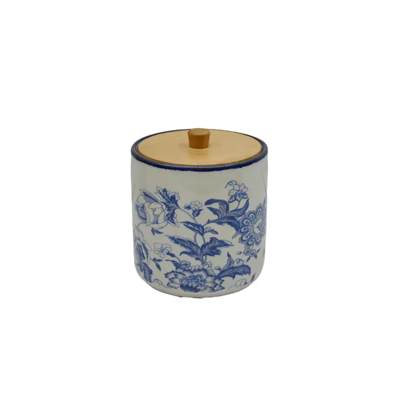 China Blue - White Floral Decaled Glossy Glazed Stoneware Bathroom 5 - Piece Set Manufacturers, Supplier