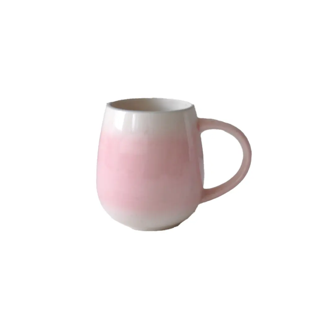 China Pink White Gradient Rounded Ceramic Mug Manufacturers, Exporters