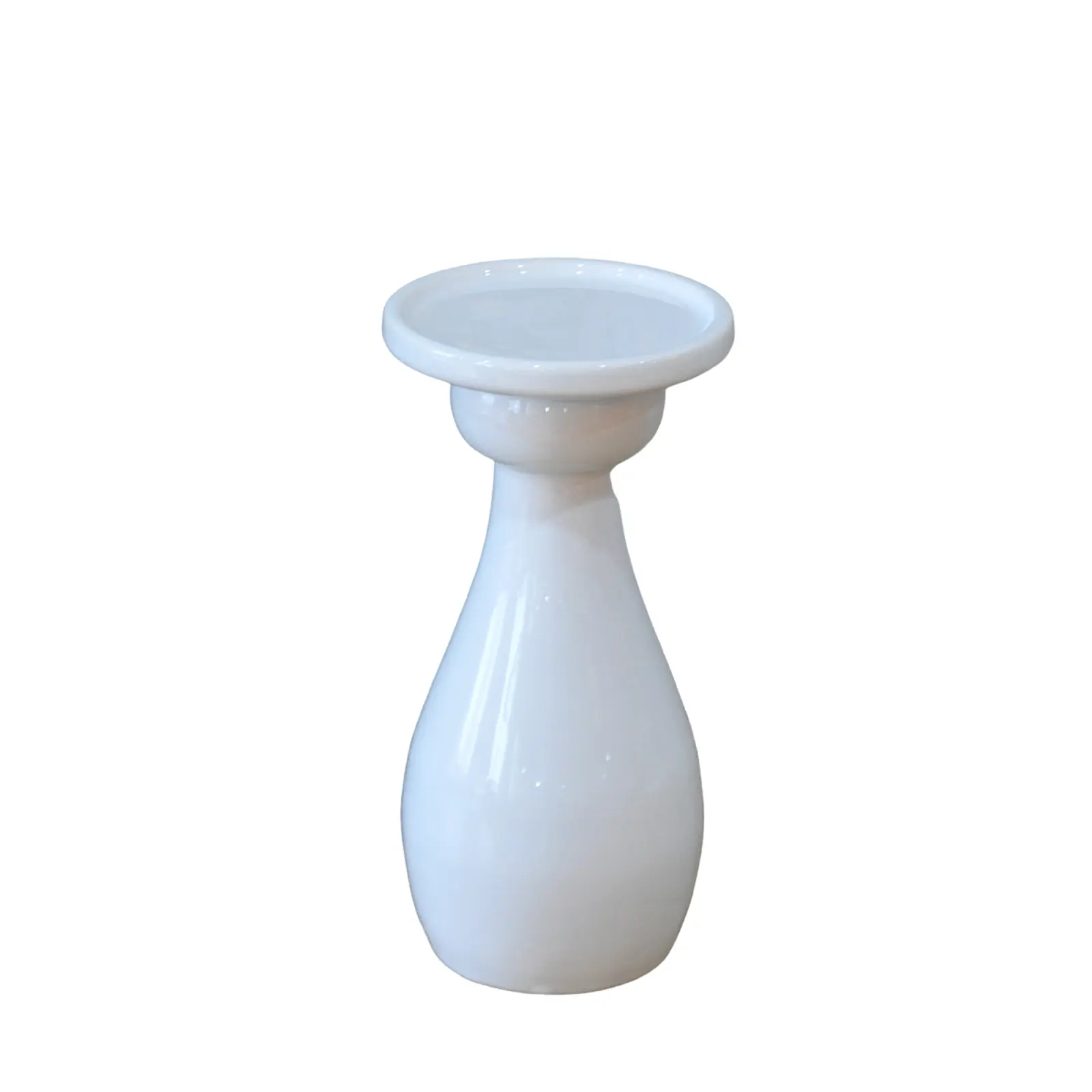 jiashun Pure White Glossy Wide-Mouth Ceramic Candle Holder Manufacturers, Product