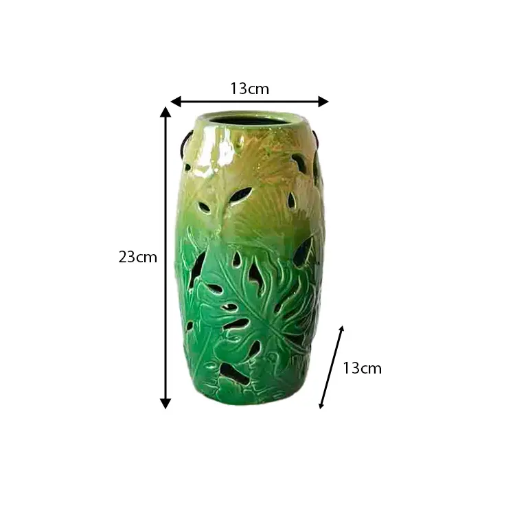 Large Tropical Leaf Ceramic Vase