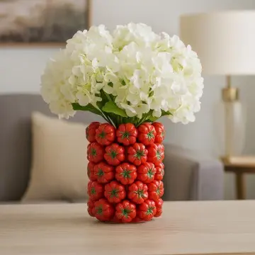 Creative 3D Red Tomato Shaped Glossy Ceramic Vase 22x22x28.2cm Decorative