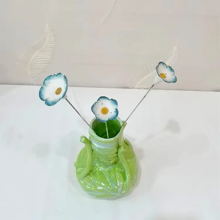OEM Dual - Handled Leaf - Embossed Light Green Ceramic Vase | Artistic Home Decor Accent Product, Products