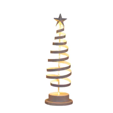 Luxury Iron Spiral Christmas Tree Decor Gold White Dual-Color Tabletop