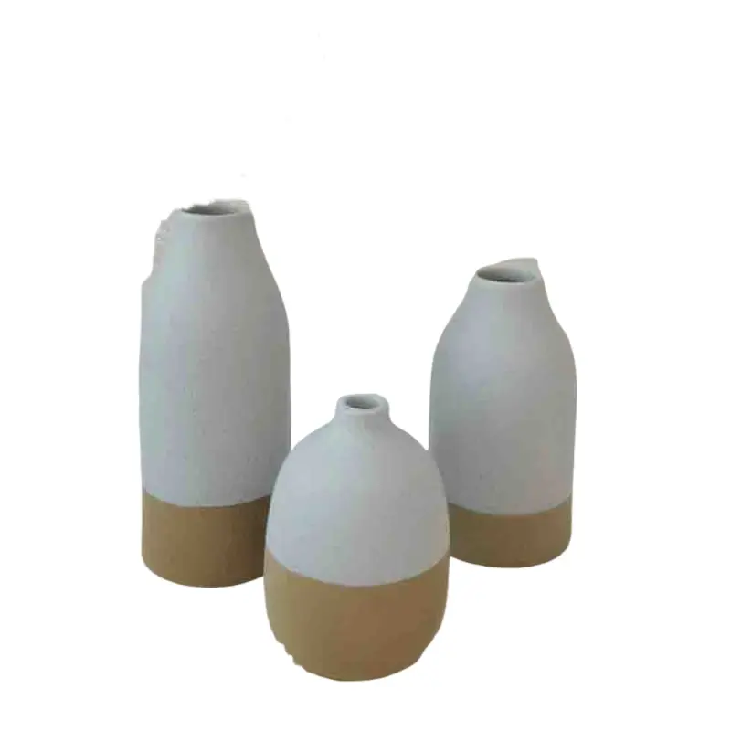 Cheap Nordic Two-Tone Gray-White & Tan-Yellow Stoneware Vase Set Exporters, Products