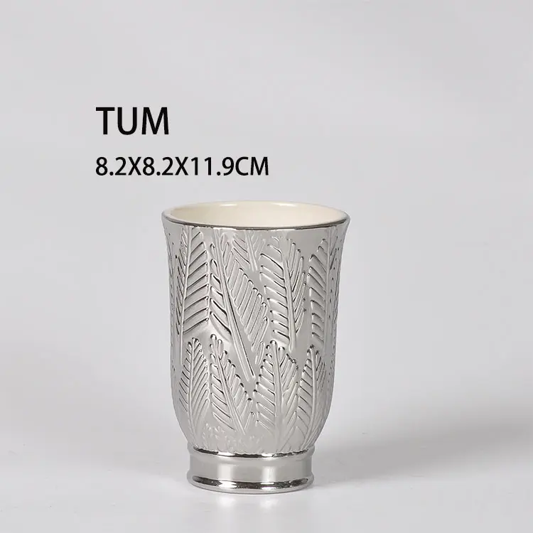 Silver Glazed Ceramic Bathroom Set - Dispenser and Tumbler
