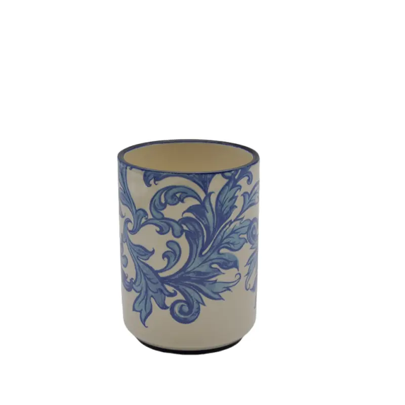 ODM Blue - White Scroll Pattern Stoneware Bathroom 5 - Piece Set Product, Products