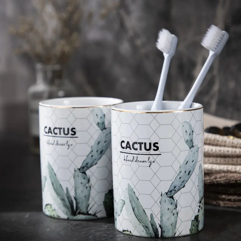 jiashun Ins-Style Cactus Pattern Ceramic Bathroom 4-Piece Set Factory, Company