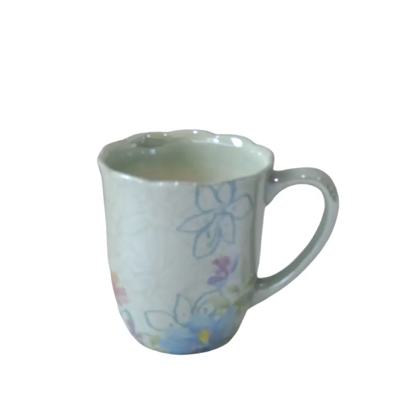 jiashun Fresh Hand-Painted Floral Light Green Petal-Edge Ceramic Mug Manufacturers, Companies