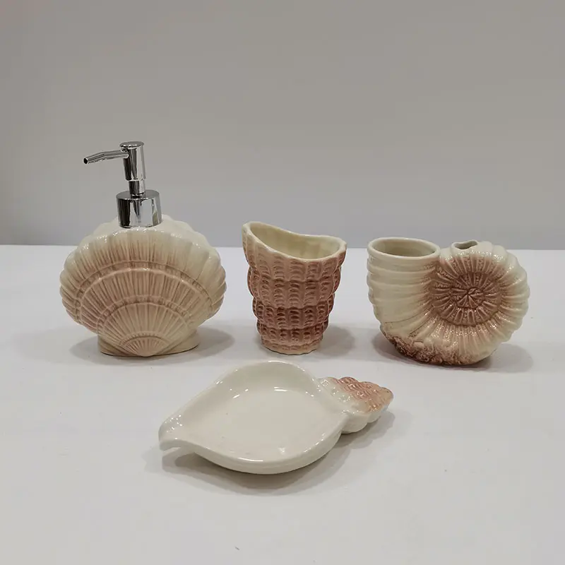 ODM Ocean series shell shaped bathroom four piece set Factories, Product