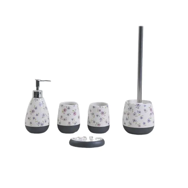 Cheap Purple Floral Gray - Bottom Ceramic Bathroom 5 - Piece Set Manufacturers, Supplier