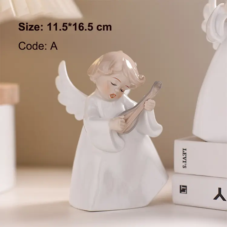 European-Style Holy Musician Angel Ceramic Figurine Set - A