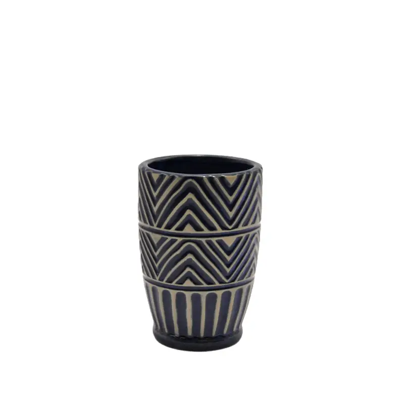Wholesale Blue & White Geometric Tribal - Patterned Stoneware Bathroom 6 - Piece Set Manufacturer, Factories