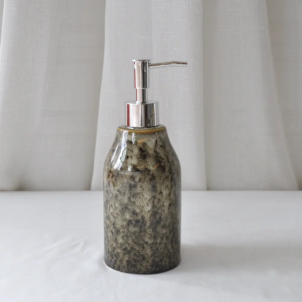 OEM Wabi - Sabi Dark Gray Kiln Changed Speckled Stoneware Bathroom Accessory Set Factory, Exporters