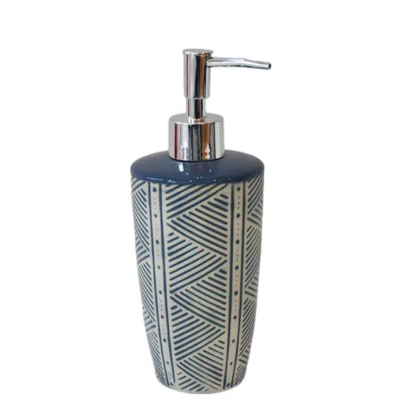 Wholesale Blue & White Geometric - Patterned Ceramic Bathroom 5 - Piece Set Company, Companies