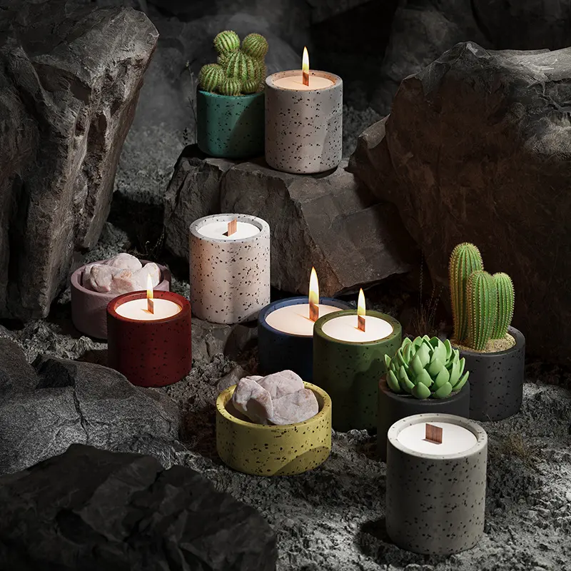 China Multicolor Speckled Texture Cement Aromatherapy Candle Cup Manufacturer, Factories