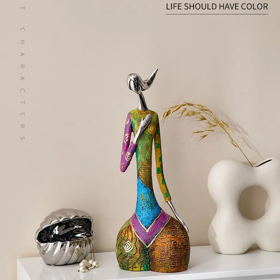Wholesale Artistic Abstract Painted Resin Figure Sculpture Set of 3 Suppliers, Exporters