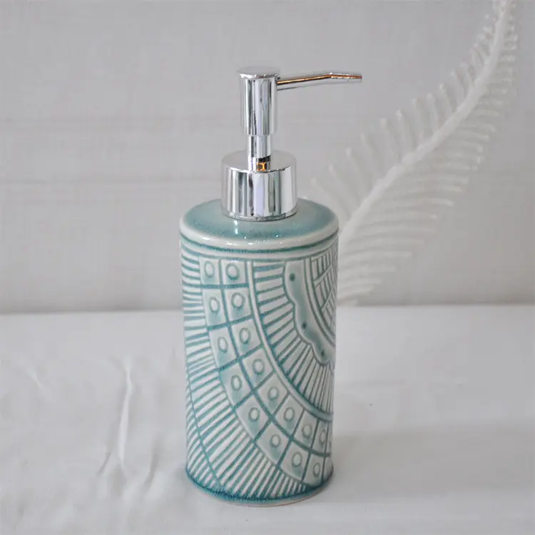 jiashun Bohemian Geometric - Textured Turquoise Ceramic 6 - Piece Bathroom Set | Artisanal Design JS21306 Exporters, Product