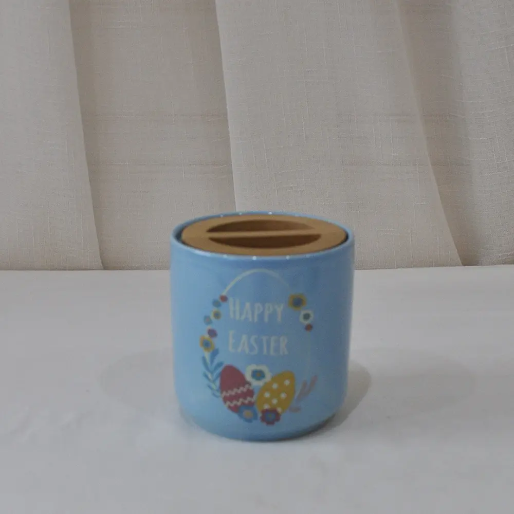 OEM Easter Themed Light Blue Stoneware Bathroom Accessory Set Manufacturers, Company