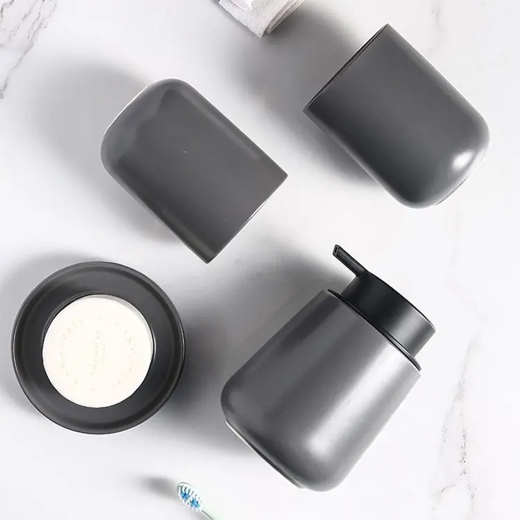 ODM Matte Black Minimalist Ceramic Bathroom 4-Piece Set Manufacturer, Supplier