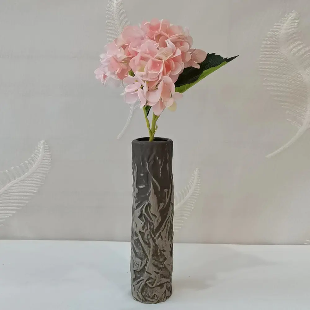 Custom Natural Crinkled Texture Dark Gray Ceramic Vase Exporters, Companies
