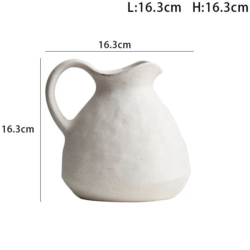 Milky White Speckled Ceramic Pitcher Vase