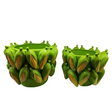 Rustic Style Creative Corn-Shaped Ceramic Vase Set 2 Sizes S 20x20x16.5cm