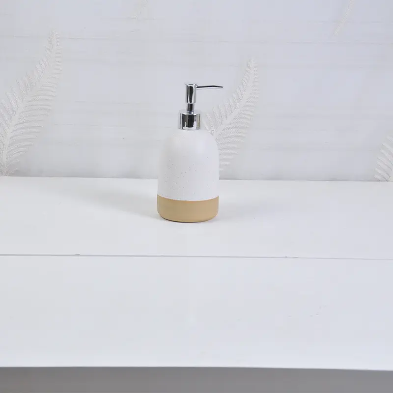 Buy Modern Minimalist White - Tan Textured Ceramic Bathroom Accessory Set Supplier, Company