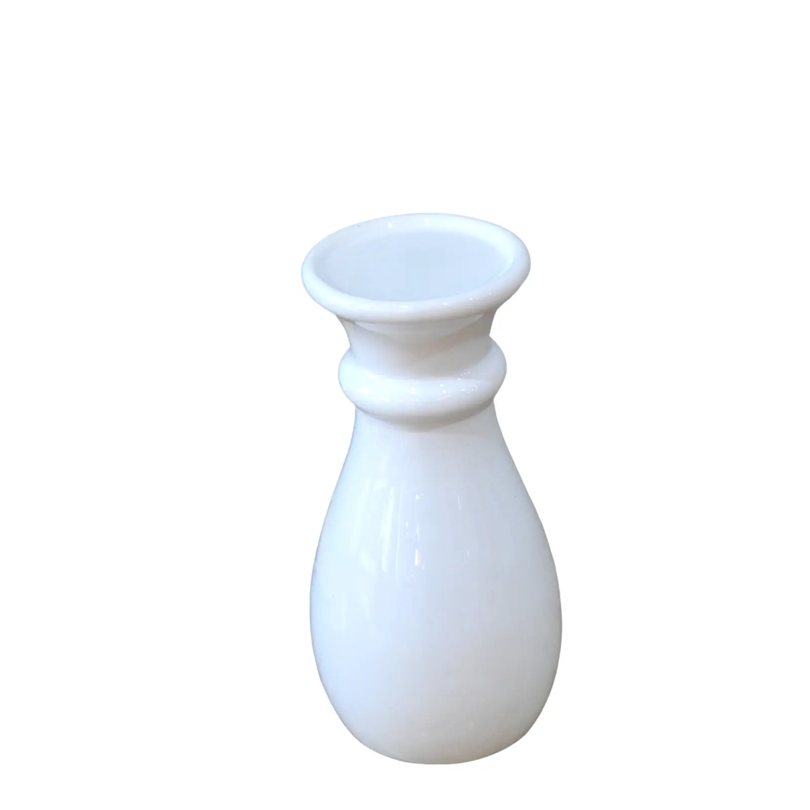 ODM Glossy White Ceramic Ring-Necked Candle Holder Manufacturers, Factory