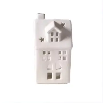 Christmas Style Star Cutout White Ceramic Small House Decor Set Cozy Home