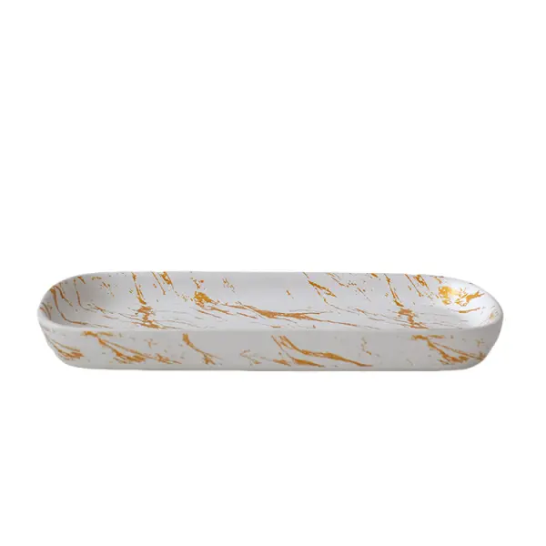 jiashun White & Gold Marble - Patterned Ceramic Bathroom 5 - Piece Set Factory, Product