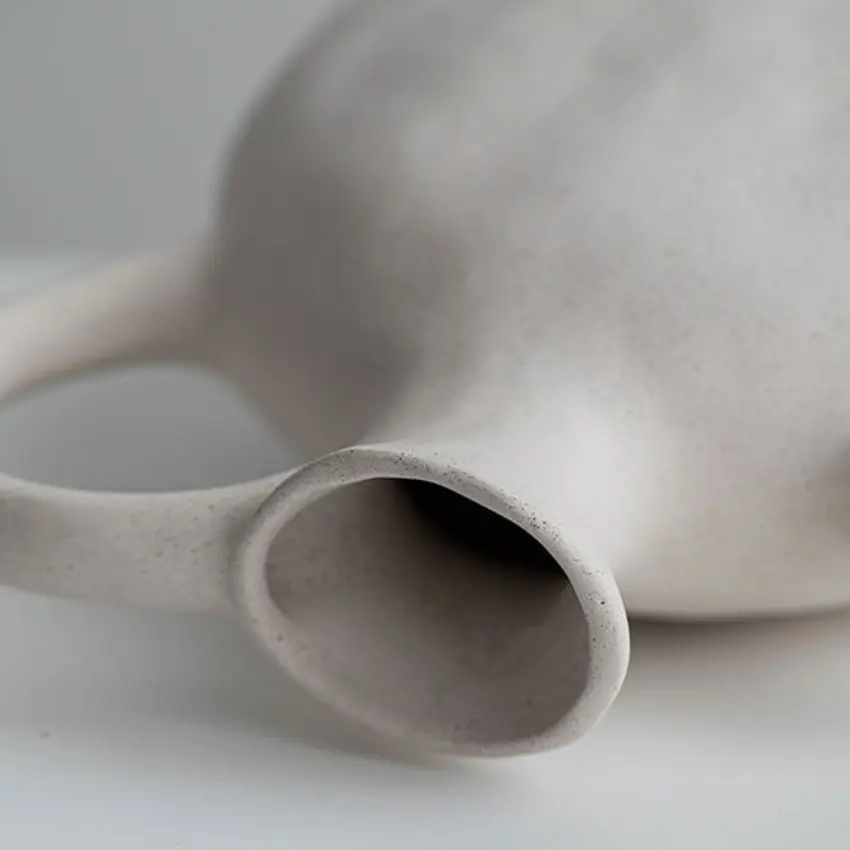 Discount Milky White Speckled Glaze Single-Handled Jug-Shaped Ceramic Vase Factory, Factories