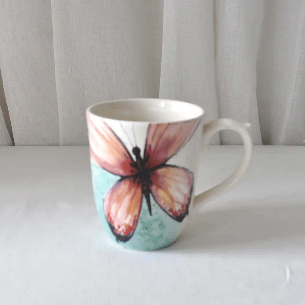 Cheap Watercolor - Style Hand - Painted Colorful Butterfly Ceramic Mug Manufacturer, Exporter